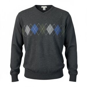 Merona 100% Merino Wool V Neck Sweater Men’s Large Preppy Academia Office